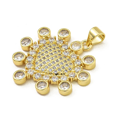 Rack Plating Brass Pave Cubic Zirconia Pendants KK-U029-07G-1