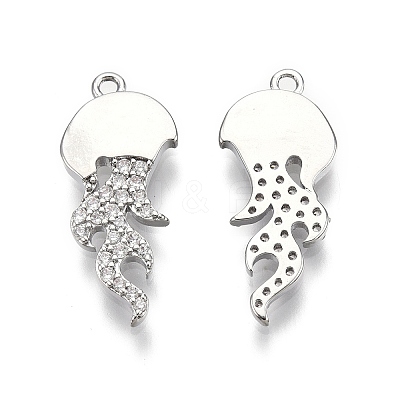 Brass Micro Pave Clear Cubic Zirconia Pnedants KK-C005-13P-1