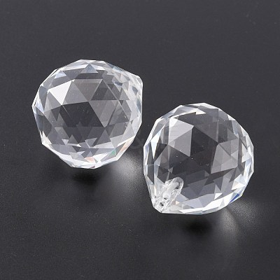 Faceted Round Glass Pendants GLAA-O008-F04-1