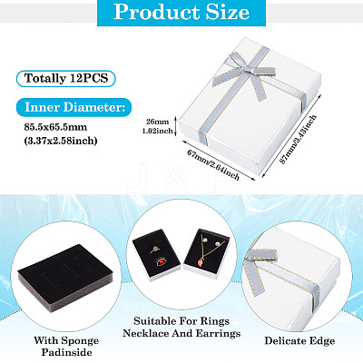 Rectangle Paper Jewelry Set Storage Boxes with Bowknot X1-CON-TAC0014-04G-1