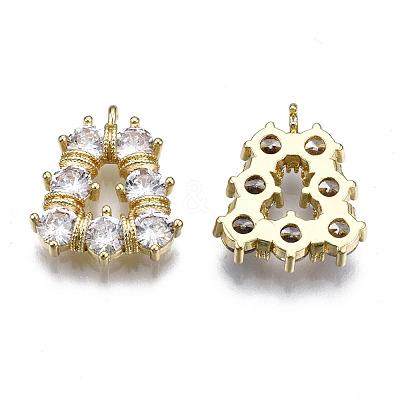 Brass Inlaid Clear Cubic Zirconia Pendants ZIRC-S069-025G-1