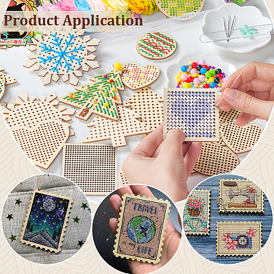 8Pcs 4 Styles Wood Embroidery Board DIY-BC0014-92-1
