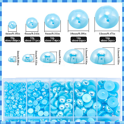70G 5 Styles ABS Plastic Imitation Pearl Cabochons OACR-SC0001-45F-1
