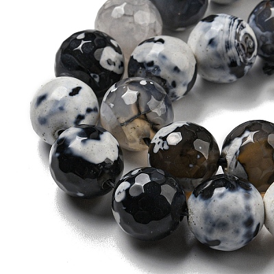 Faceted Natural Fire Crackle Agate Beads Strands G-F447-12mm-N13-1
