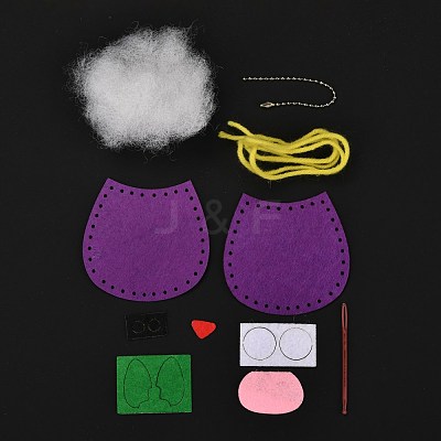 DIY Owl Non Woven Fabric Embroidery Keychain Kits DIY-F071-04-1