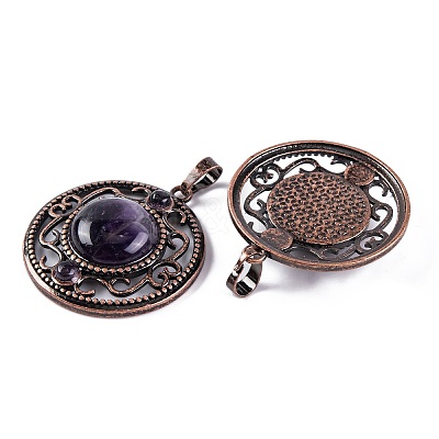 Natural Amethyst Pendants G-Q158-03-04-1