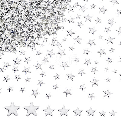 1200Pcs 4 Styles Aluminum Hotfix Iron On Star Studs FIND-NB0006-17P-1