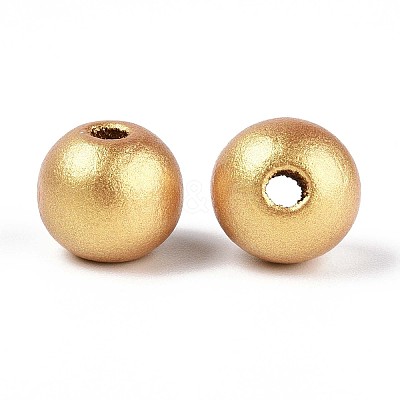 Spray Painted Round Natural Schima Wood Beads WOOD-A018-12mm-01-1