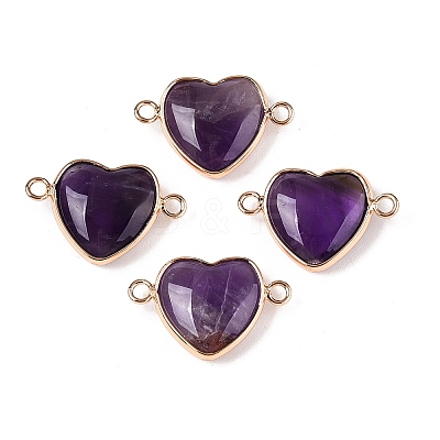 Natural Amethyst Love Heart Pendants G-T138-205A-G-1