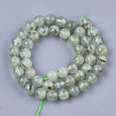Natural Prehnite Beads Strands X-G-S333-8mm-032-1