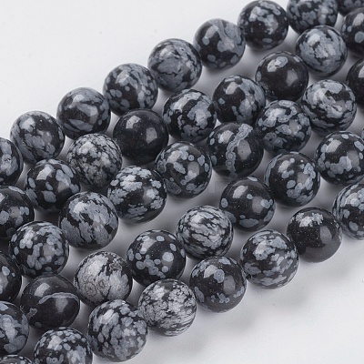 Natural Snowflake Obsidian Beads Strands G-G515-10mm-01-1