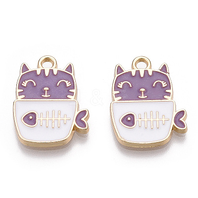 Golden Plated Alloy Enamel Pendants ENAM-T009-90C-RS-1
