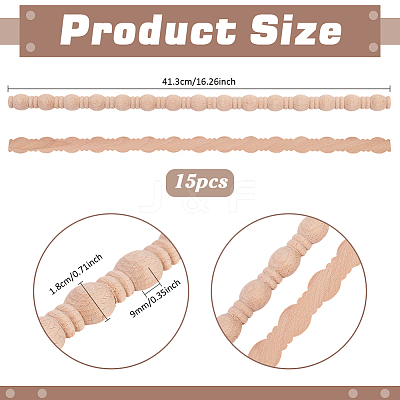 Gourd Wood Carving Waistline Edge Strips for Living Room Background Wall Decorative DIY-WH0622-560B-1
