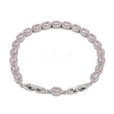 Platinum Tone Brass Micro Pave Cubic Zirconia Tennis Bracelets BJEW-B160-02P-01-1