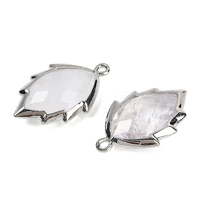 Natural Quartz Crystal Faceted Leaf Pendants G-I375-04P-10-1