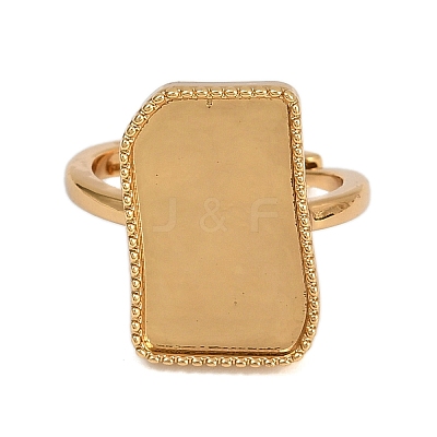 Rectangle Brass Adjustable Ring Components KK-Z122-20G-1