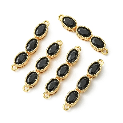 SHEGRACE Brass Pave Black Cubic Zirconia Triple Oval Links Connector Charms XGRQ3P540-645G-1