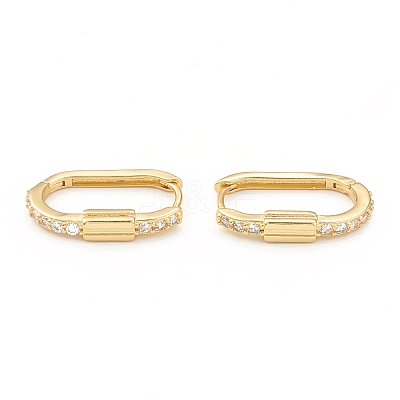 Clear Cubic Zirconia Oval Hoop Earrings EJEW-L231-68G-1