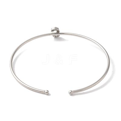 Rack Plating Brass Micro Pave Clear Cubic Zirconia Letter Open Cuff Bangles BJEW-A018-01P-S-1