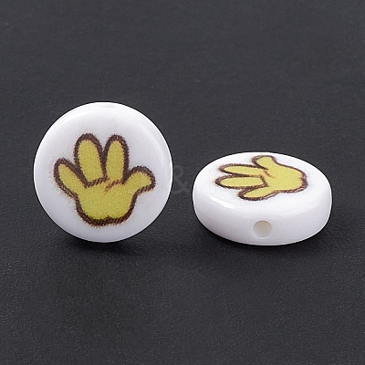 Opaque Printed Acrylic Beads SACR-F004-01B-1