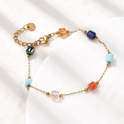 Glass Beaded Chain Bracelets BJEW-K237-23G-1