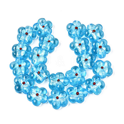 Handmade Silver Foil Lampwork Beads Strands FOIL-T004-03D-1