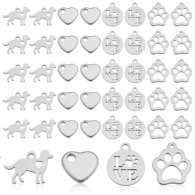 60Pcs 4 Styles Stainless Steel Charms STAS-GA0001-94-1