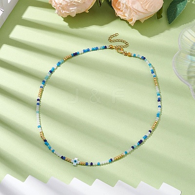 Glass Beaded Necklaces NJEW-JN04896-01-1