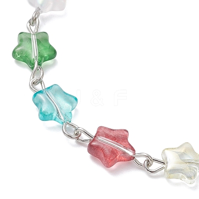 Spray Painted Glass Star Beads Link Chain Bracelets for Women BJEW-JB12730-1