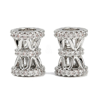 Brass Micro Pave Clear Cubic Zirconia European Beads KK-F906-22P-1