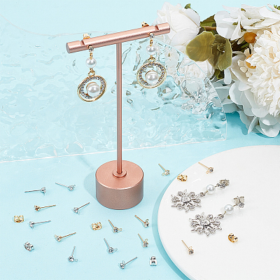 40Pcs 2 Colors Brass Stud Earring Findings KK-BBC0013-22A-1