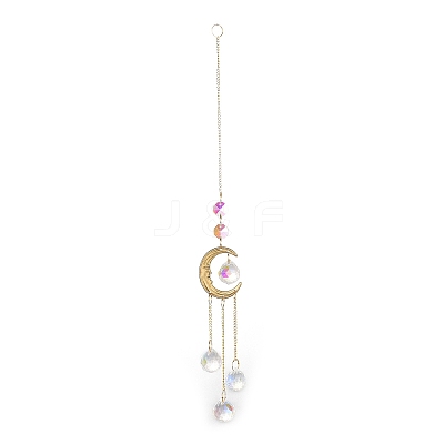 Glass Teardrop Big Pendant Decorations HJEW-M005-05B-G-1