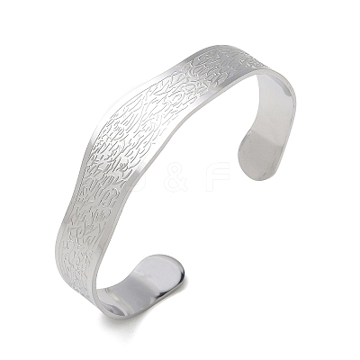 Abstract Pattern 304 Stainless Steel Cuff Bangles for Women BJEW-D466-04P-1