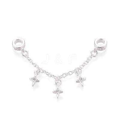 925 Sterling Silver Micro Pave Clear Cubic Zirconia Chain Extenders STER-N016-54S-1