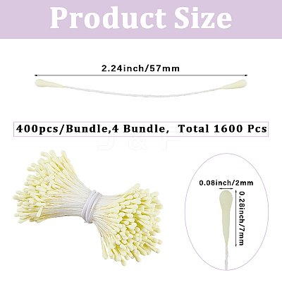 Gypsum with Cotton Cord Artificial Flower Core DIY-WH20007-36A-02-1