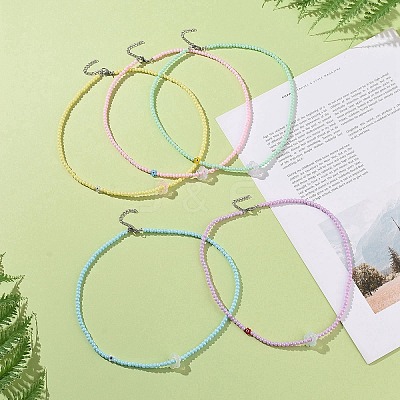 Opaque Acrylic Beaded Bracelets NJEW-JN04174-1