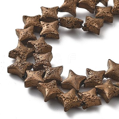 Electroplated Natural Lava Rock Beads Strands G-A251-C01-01C-1