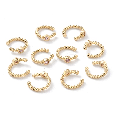 Brass Micro Pave Cubic Zirconia Cuff Earrings LS-EJEW-H109-01E-G-1