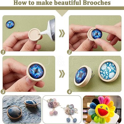 15Pcs 3 Size Stainless Steel Brooch Cabochon Bezel Settings FIND-OC0001-79-1