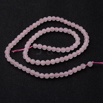 Frosted Round Natural Rose Quartz Bead Strands G-J346-06-4mm-1