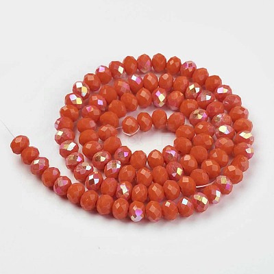 Electroplate Opaque Solid Color Glass Beads Strands X1-EGLA-A034-P8mm-L03-1