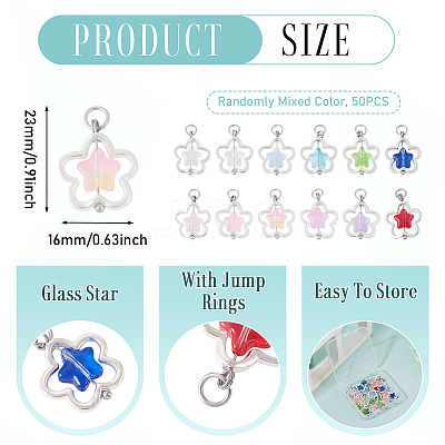 50Pcs Alloy & Glass Pendants PALLOY-TAC0239-1