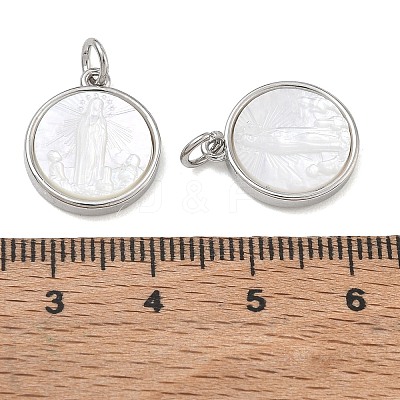Rack Plating Brass & Natural White Shell Pendants SH-CBA6629-32P-1