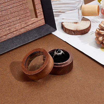 1-Slot Round Wood Ring Storage Boxes CON-HY0001-05B-1