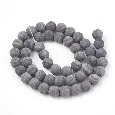 Natural Black Wood Lace Stone Wooden Jasper Beads Strands G-T106-013-1
