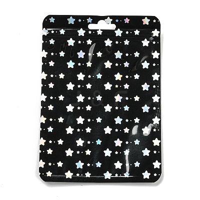 Rectangle Glitter Holographic Plastic Yin-yang Zip Top Gift Bags OPP-E004-01B-A01-1
