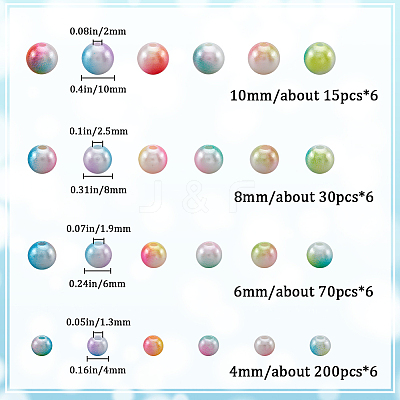 1890Pcs Two Tone ABS Plastic Imitation Pearl Beads Sets DIY-WH20010-19B-1