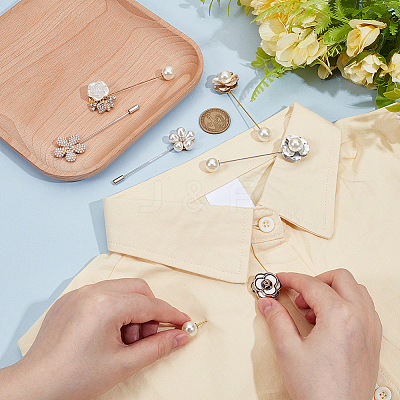 6Pcs 6 Styles Alloy Brooch Pins JEWB-PH0001-63-1