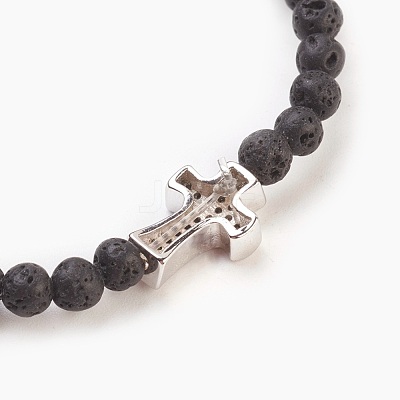 Natural Lava Rock Beads Stretch Bracelets BJEW-JB03823-02-1