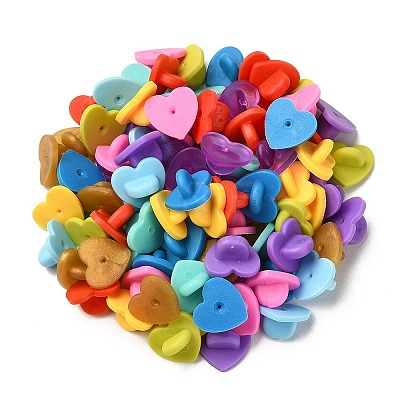 100Pcs 10 Colors Plastic Heart Lapel Pin Backs KY-YW0001-59-1